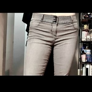 Lovesick Charcoal pinstripe skinny jeans